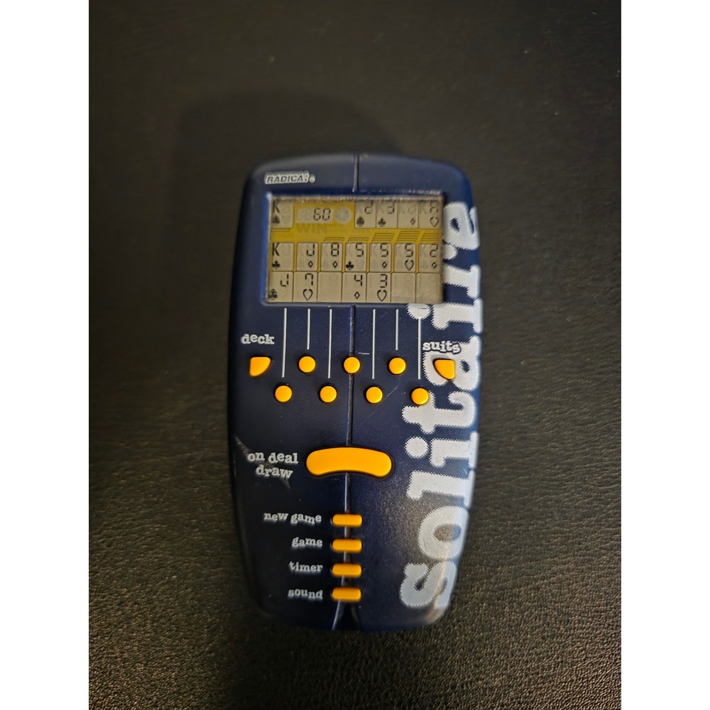 Radica Solitaire Handheld Electronic Game Navy Blue Vintage 1999 Model 72007